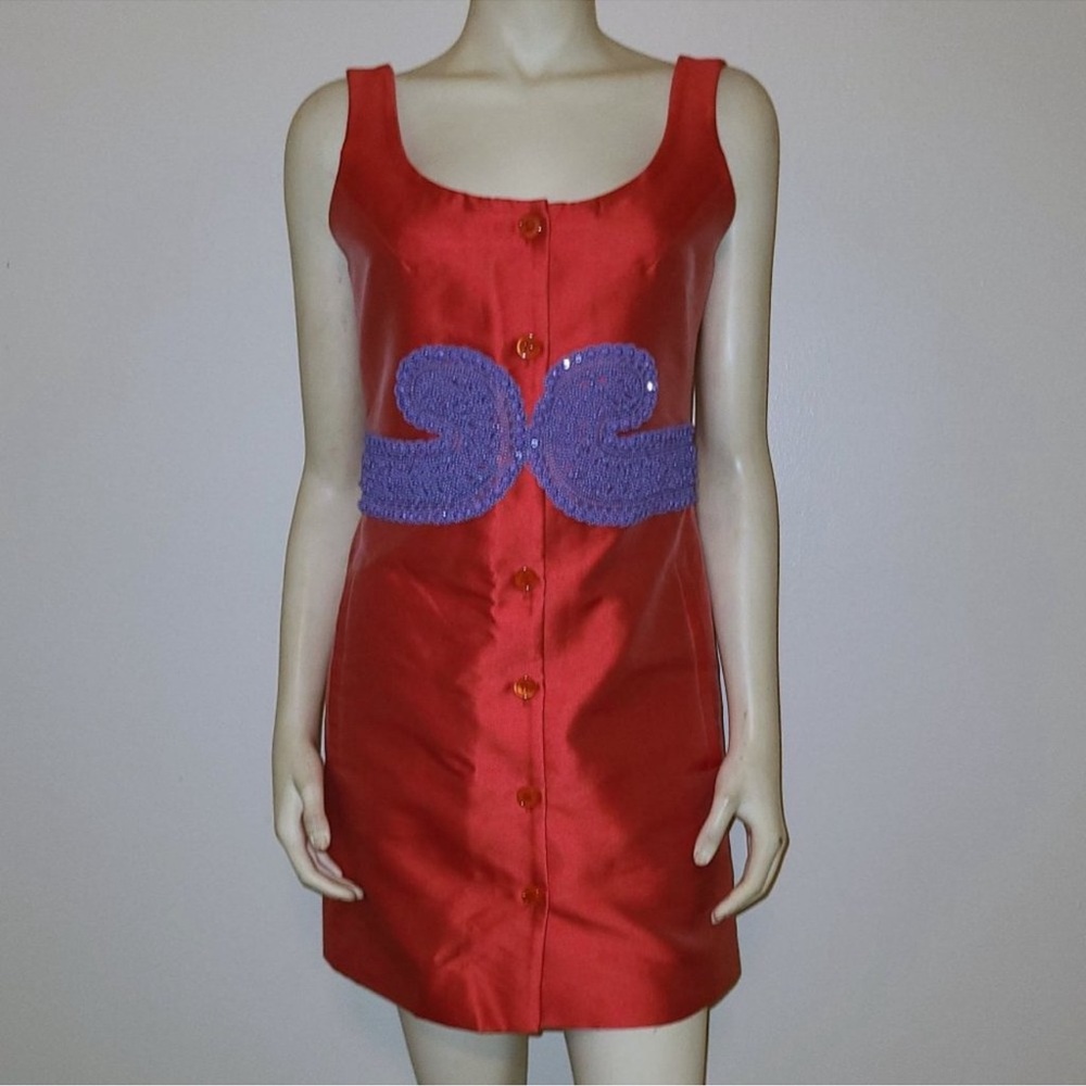 CARVEN Silk Beaded Sheath Dress, Size 36 EU, 4 US